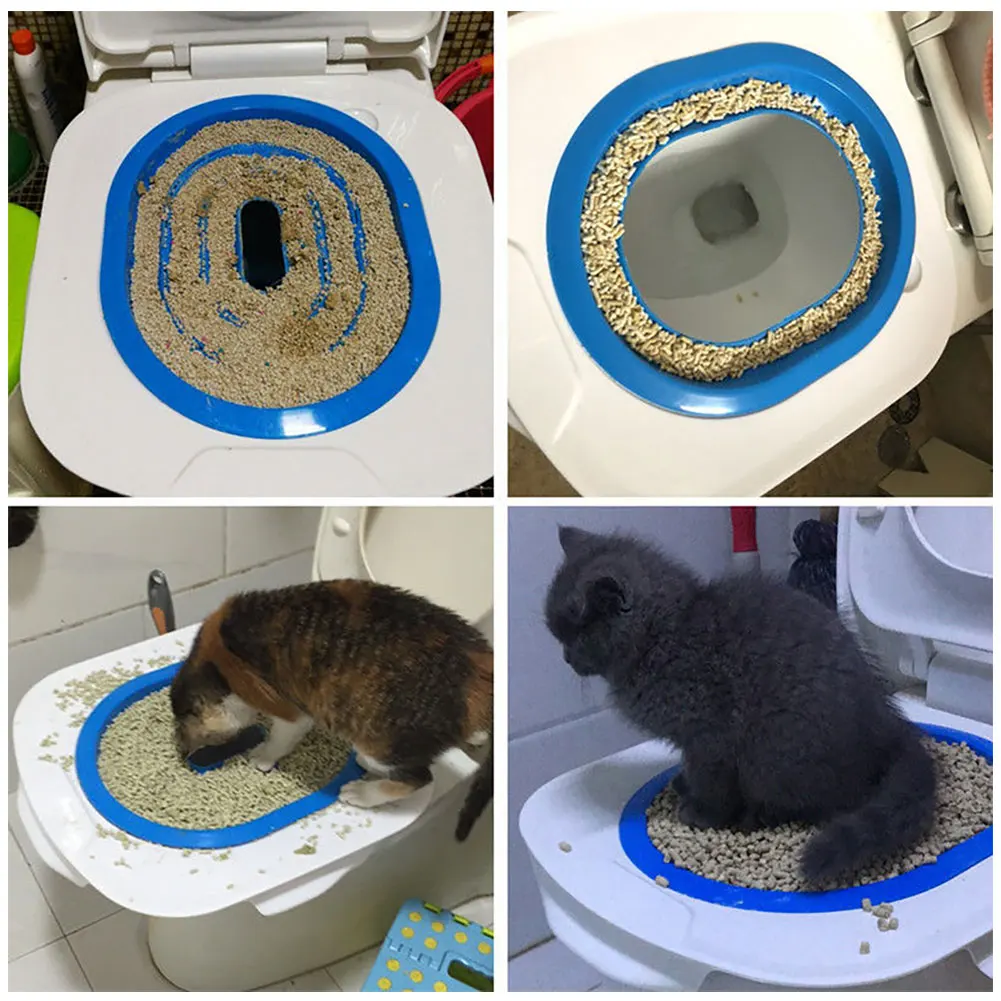 Cat Toilet Training Kit Reusable Cat Toilet Trainer Puppy Litter Mat Pet Cleaning Teach to Use Trainer