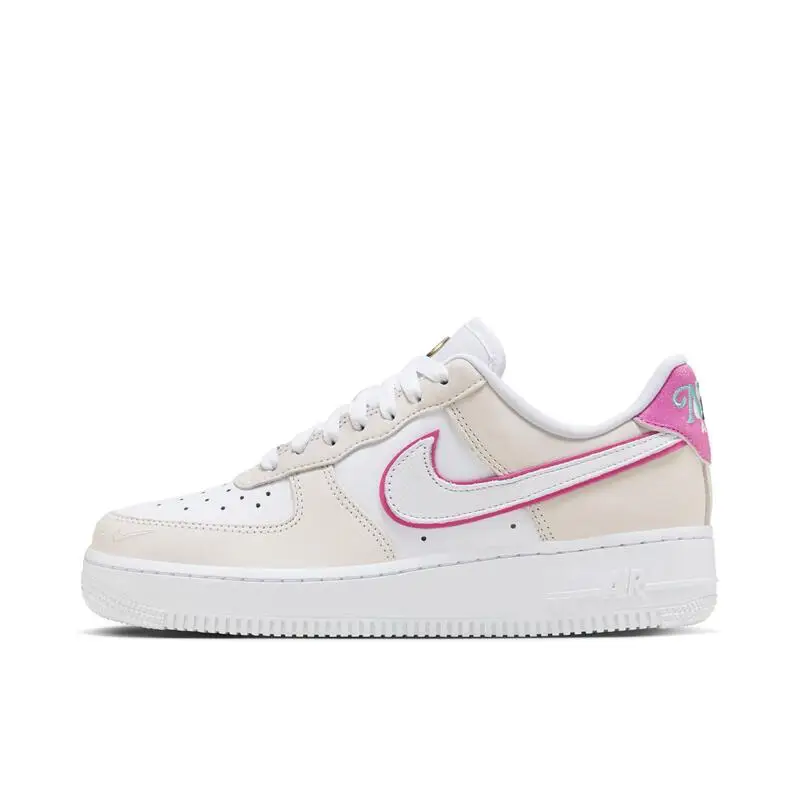 Nike Air Force 1 LOW Lightweight and Durable Low-top Outdoor Wear-resistant Campus Sneakers for Women in White and Pink