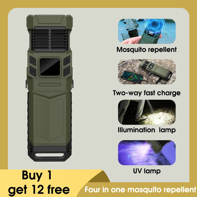 Portable Outdoor Multi-Function Mosquito Repellent Dispeller Flashlight Power Bank-Camping Travel Fishing Equipment