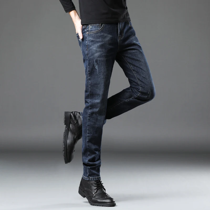 dark blue Skinny Tight trousers Fashion Men Slim Fit Jeans Trendy