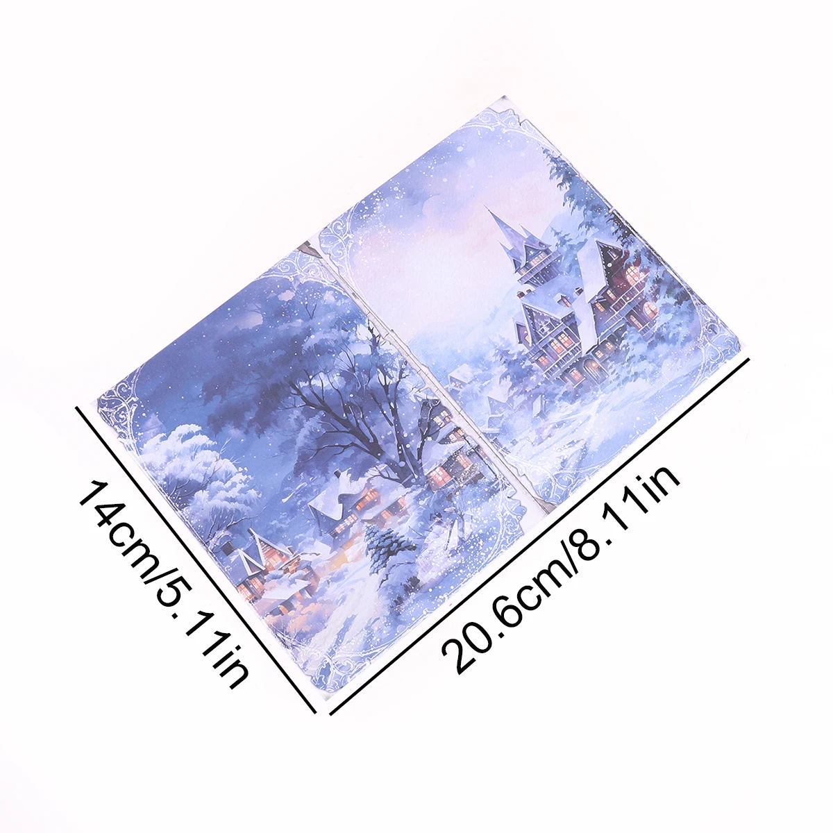 8 Fogli/Confezione di Materiali in Carta con Scenari Romantici Natalizi Innevati, Adatti per Decorazioni di Scrapbook e Biglietti, un Regalo per Amici. - immagine 2