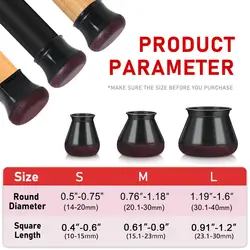 24 - Pack Silicone Chair Leg Protectors with Felt Bottom - 1 Pc (24PCS M)
