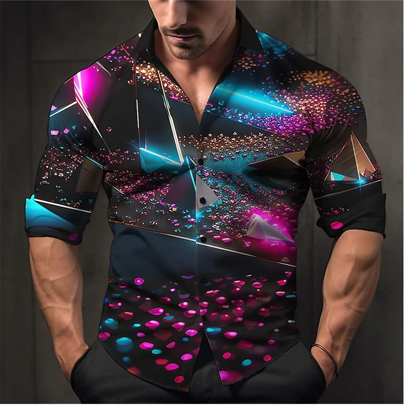 Shirt Men Fashion Luxury Party Casual Dance Street Outdoor Butterfly Pink Plus Size