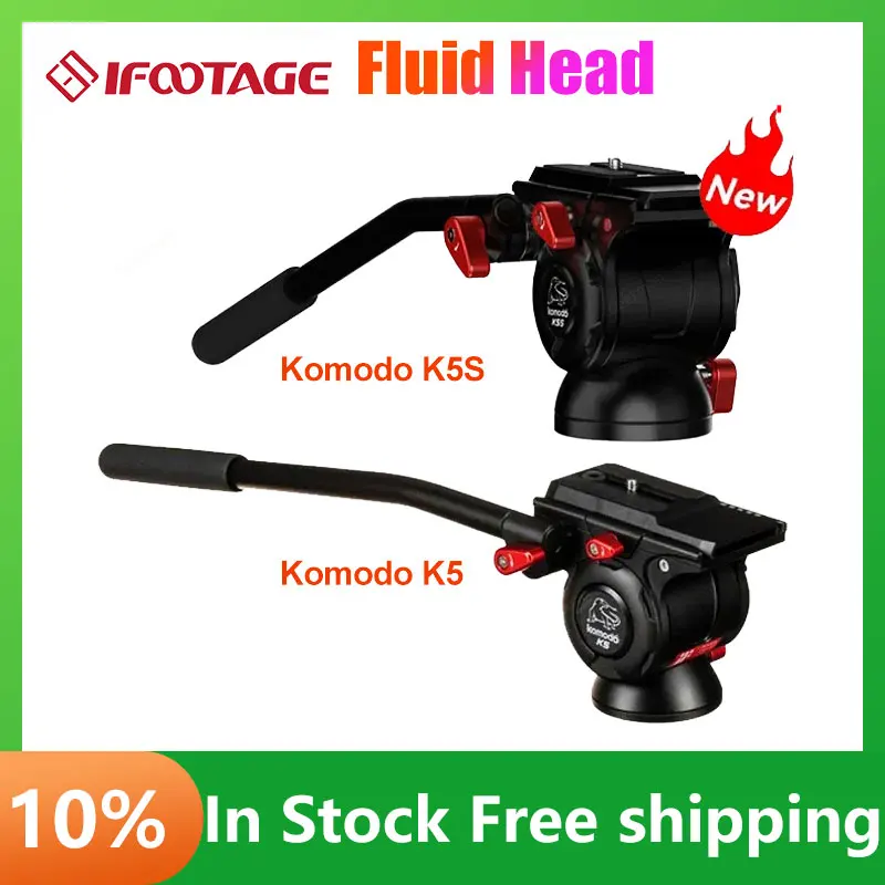 iFootage Fluid Head Komodo K5 / K5S Compact Lightweight Fluid Head Quick Release Camera Plate with a 1/4"-20 Mounting Screw