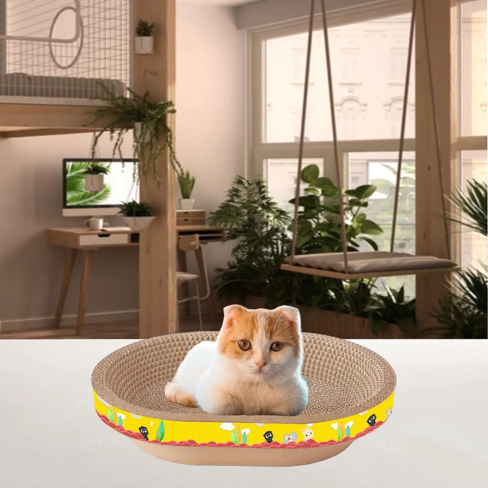 Pet Cat Scratcher Oval Corrugated Cat Scratch Kitty Recycle Board Cat Scratcher Pad Nest Pet Cat Scratcher Oval Corrugated Cat Scratch Kitty Recycle Board Cat Scratcher Pad Nest
