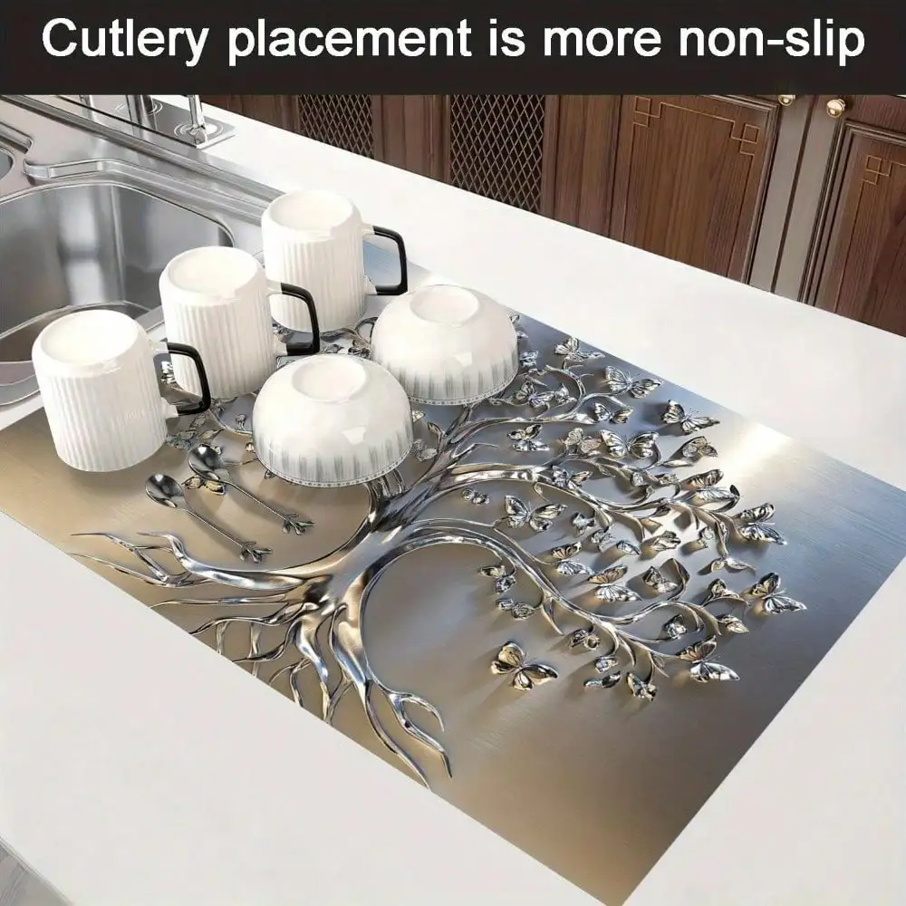 Tapis utilisé comme espace de travail supplémentaire en cuisine