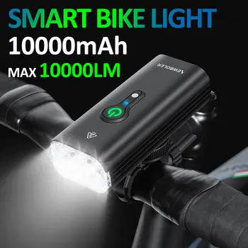NEWBOLER 10000mAh Luce per bicicletta intelligente Anteriore 10000LM Luce per bici Impermeabile Ricarica USB MTB Lampada per ciclismo su strada Accessori bici