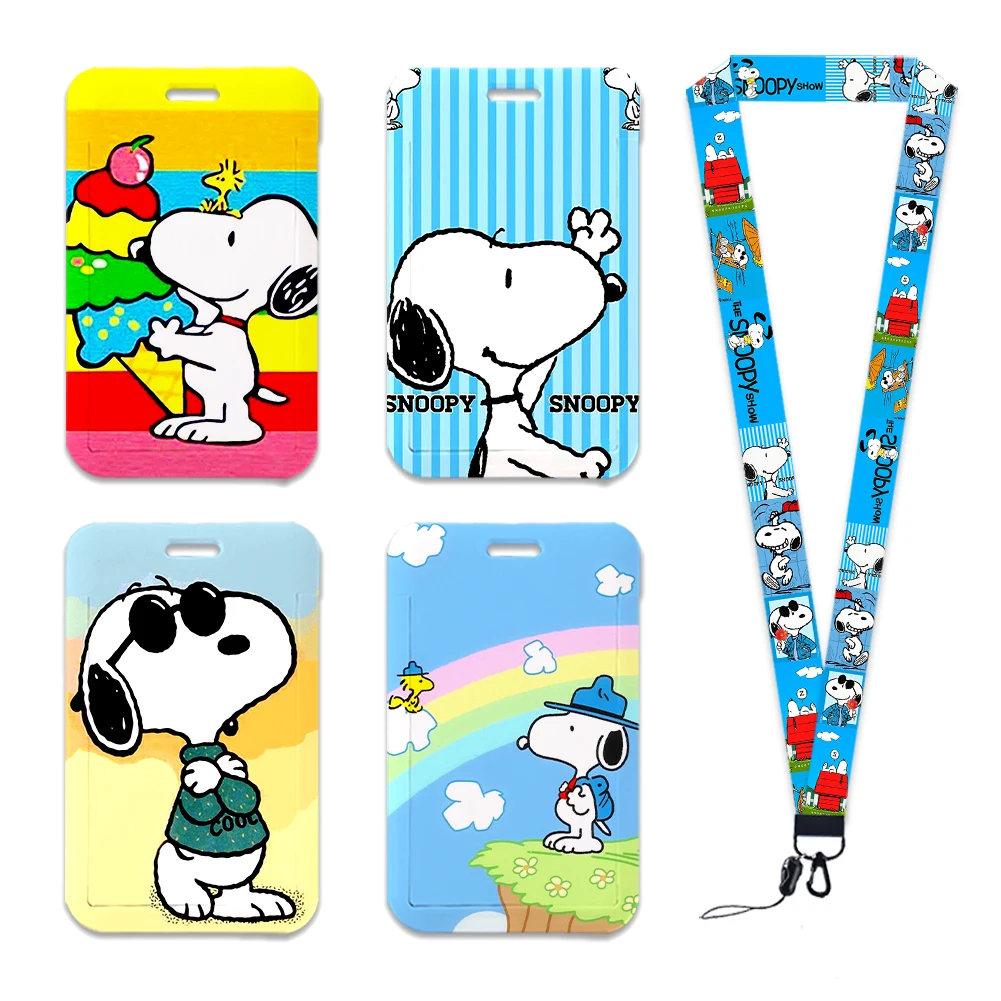 Cartoon Snoppy Lanyards Keychain Cute Badge Holder ID Credit Card Pass Hang Rope Bank Credit Card Holder Key Holder Keys Accessories Gifts