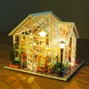 DIY Wooden Flower Garden Cottage Doll Houses Miniature Model Kit Casa Dollhouse with Furniture Lights for Friends Birthday Gifts 2