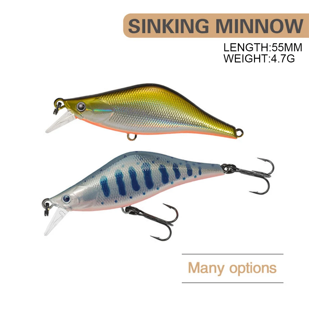 5.5cm 4.7g Fishing Lure Micro Minnow Wobbler Long Shot Sinking Artificial Hard Bait Jerkbait Small Stream Decoy Trout Bass Bait fishing lure