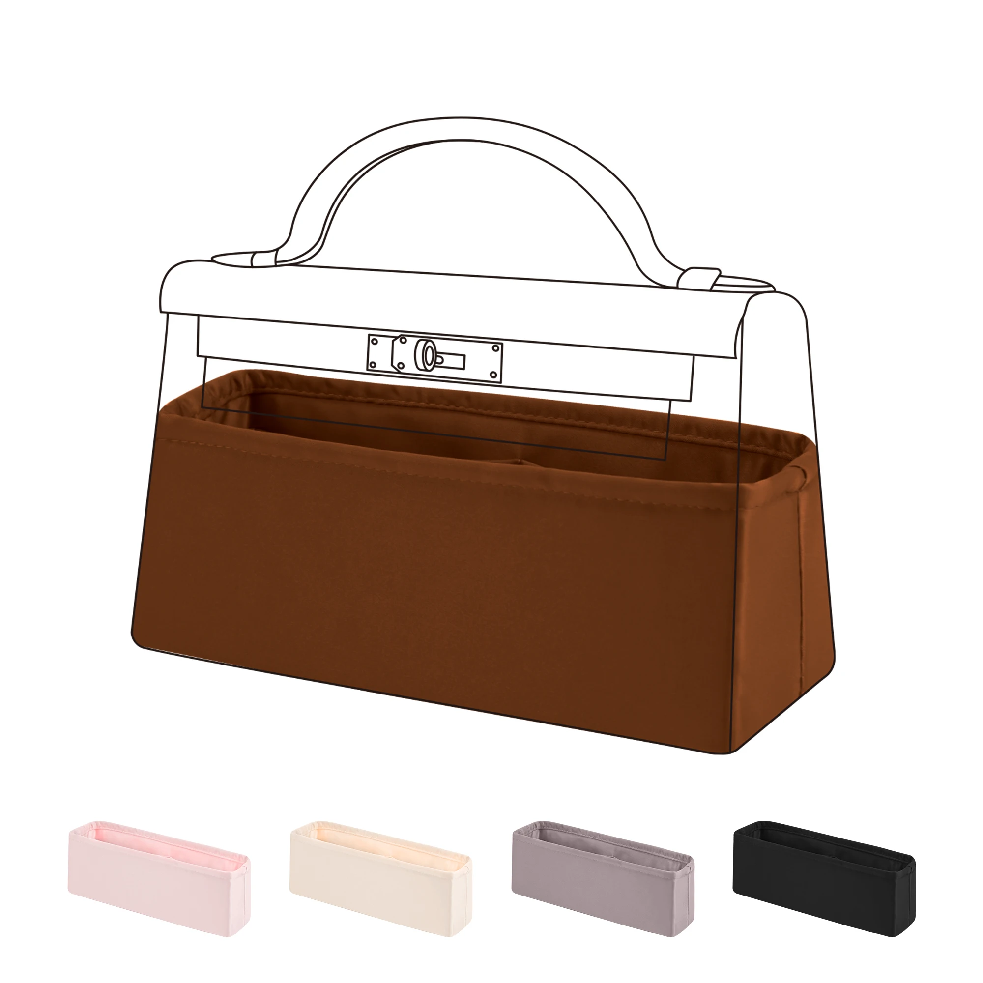 DGAZ Bag Organizer Insert For Kelly pochette/mini II /20/25/28/32 Bags, Silk Purse Organizer, Simplicity Handbag & T