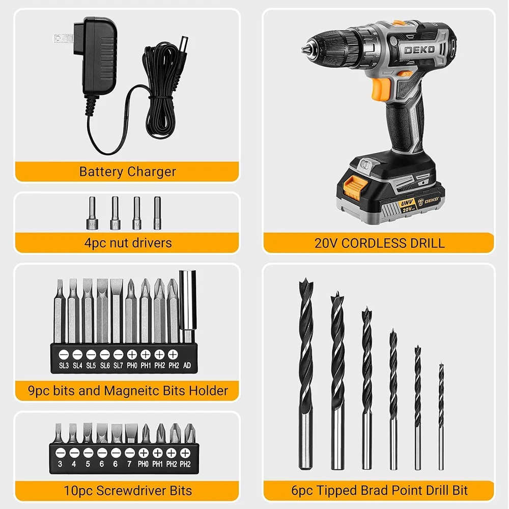 Cordless Drill Driver Kit for Woodworking and Household Tools