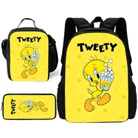 Child School Cartoon Cute Tweetys bird Backpack with Lunch Bags ,Pencil Bags ,School Bags for Boys Girls Best Gift