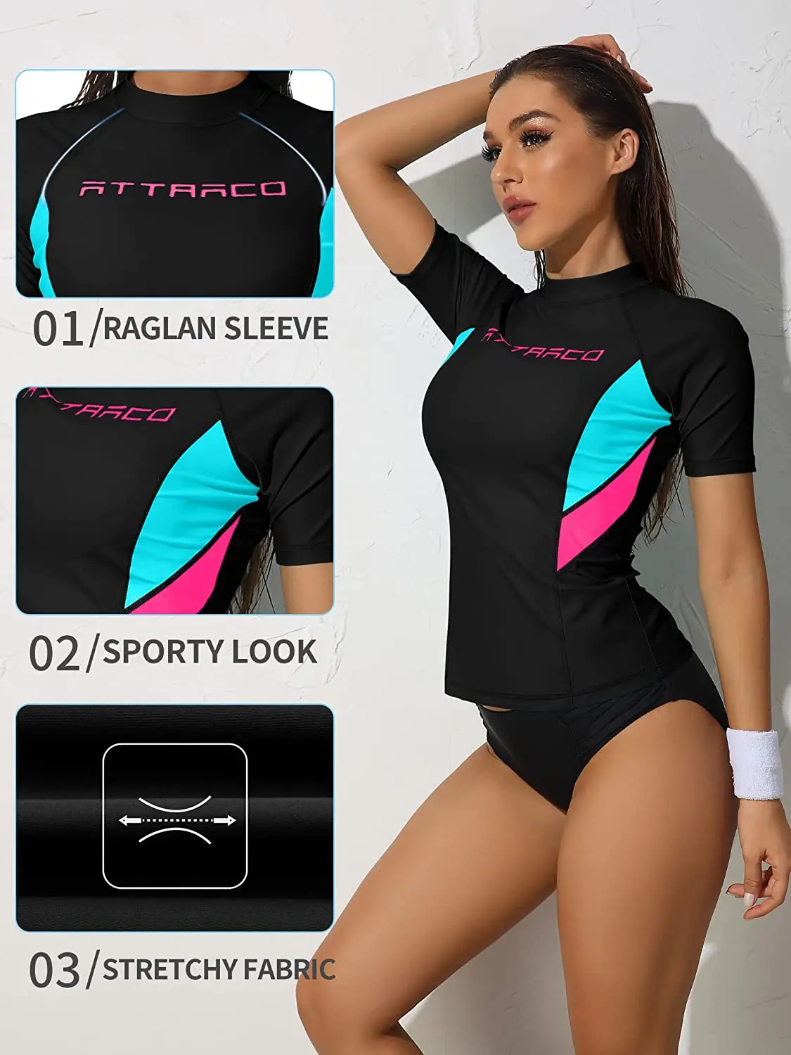 Women Short Sleeve Rash Guard Shirts Swimwear for Anfilia rash guard