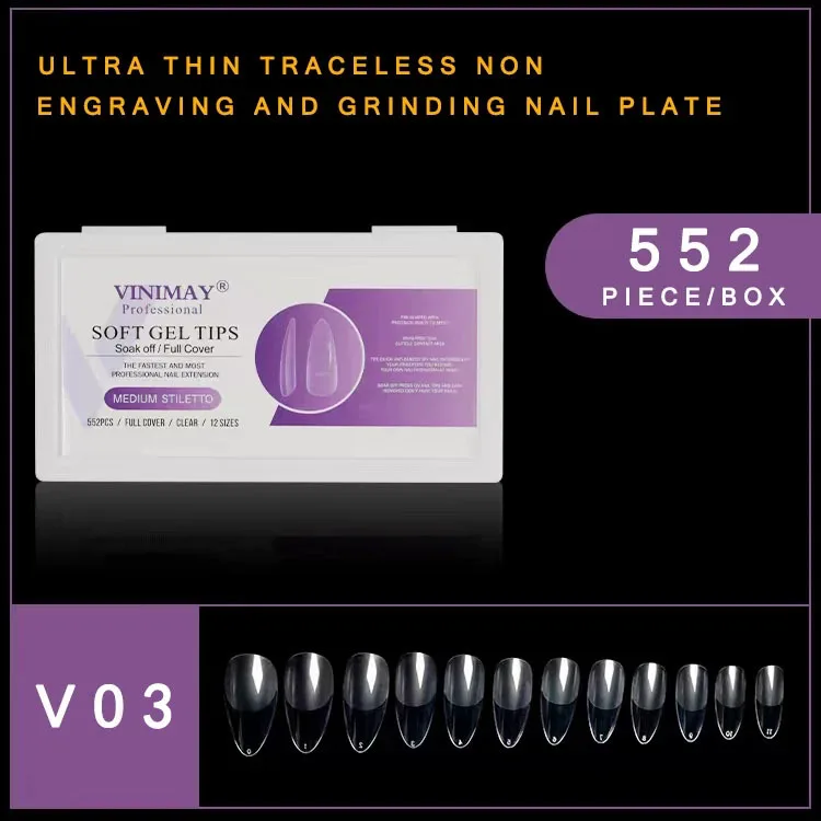 VINIMAY-7 가지 스타일 인조 손톱, No-Trace 프랜치 풀/하프 네일 팁, 가짜 아크릴 네일 팁, UV 젤 매니큐어 인조 네일 팁, 522 개