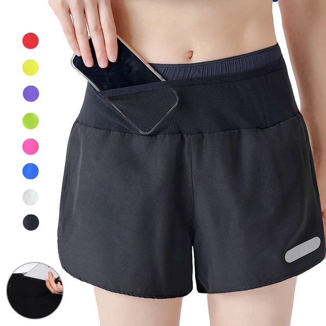 47669-b157c2.jpg (M-5XL)Around Mesh Pouch Marathon Running Shorts Women Reflective Quick Dry Fitness Sport Shorts with Back Zipper Pocket