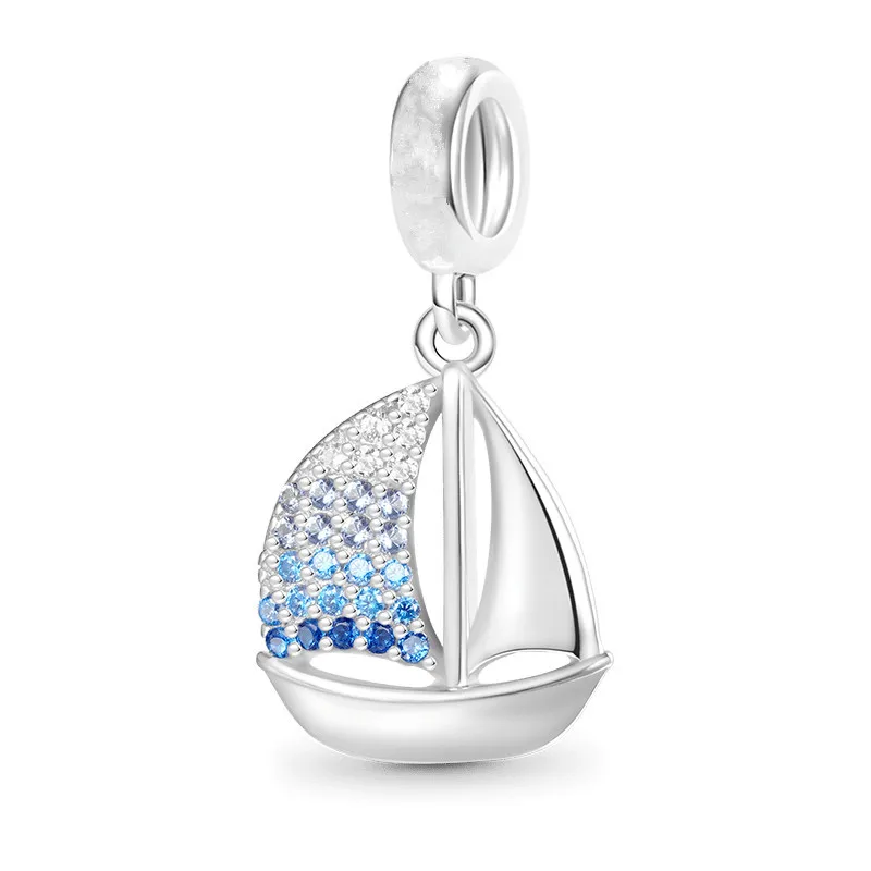 New Charm DIY Women Jewelry Gifts Cruise Ship Lighthouse Ship's Anchor Sailboat Beads Fit Original 925 Silver Bracelet Necklace 4
