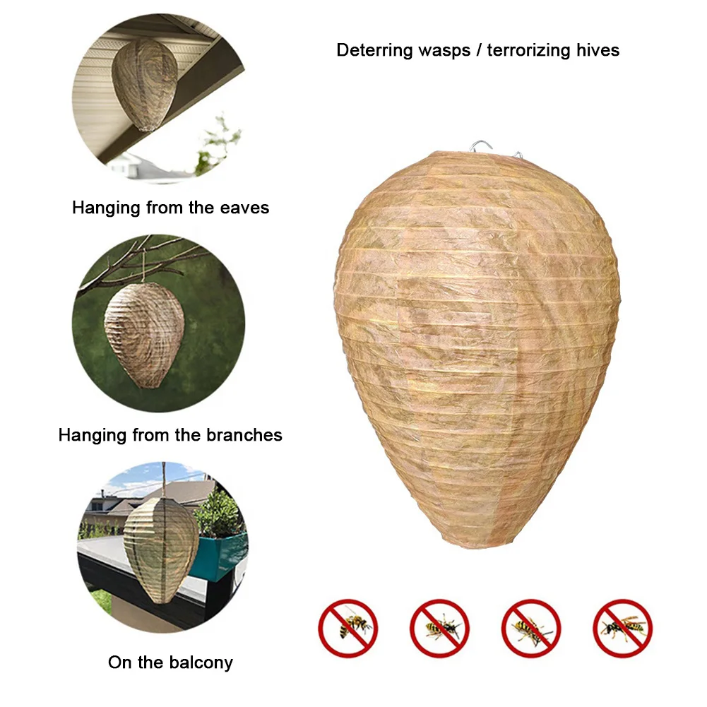 Wasp Trap Fly Trap Insect Traps Insect Catcher Hanging Fake Wasp Nest Decoy Waterproof Hornet Fly Catcher Insect Paper Drive Beehive Paper Lantern Hornets Repellent Traps