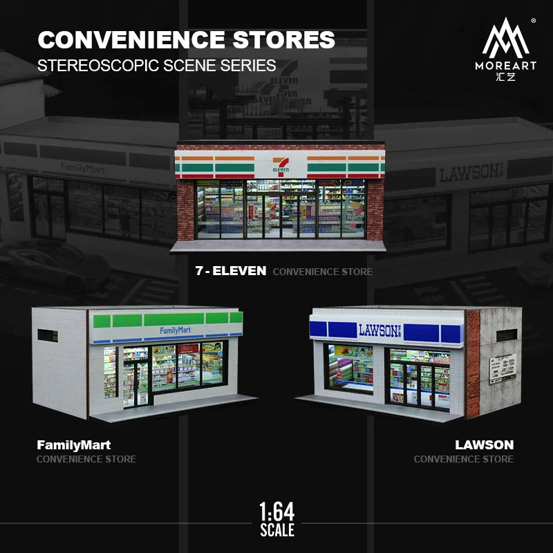 

MoreArt 1:64 Lighting Scene of Whole House/7 11 Convenience Store LED Lighting Car Backdrop Display Scene