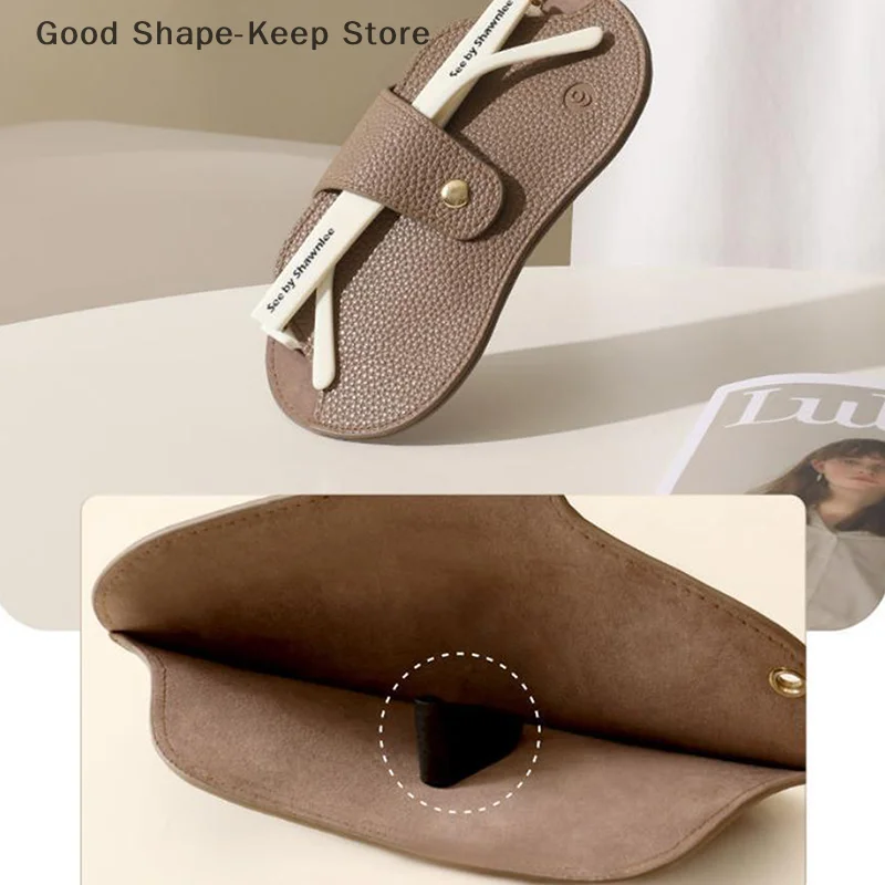 Lychee Pattern PU Leather Glasses Bag - Retro Sunglasses Case and Portable Eyeglasses Storage
