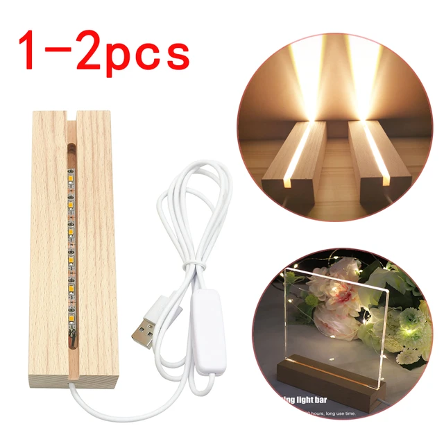 Crystal Wooden LED Lights Display Base Stand Light Plate Base Warm Light  Rectangle 3D DIY Night Light Base for Resin Art Decor - AliExpress