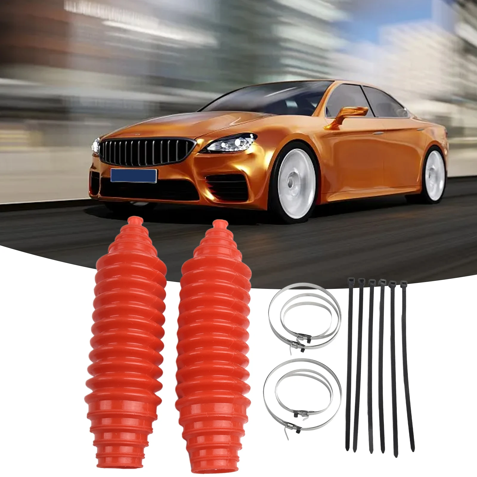 Silicone Steering Boot Kit Silicone Boot Kit 2Pcs Car Gaiter Pinion Boots Tie Silicone Rack And Pinion Steering Boot Boot Gaiter Kit Clips