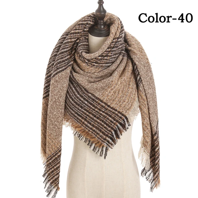 2021 new Cashmere Scarf For Women Plaid Knitted Triangle Pashmina Winter Warm Shawl Wraps Bufanda Female Soft Neck Echarpe UE-40