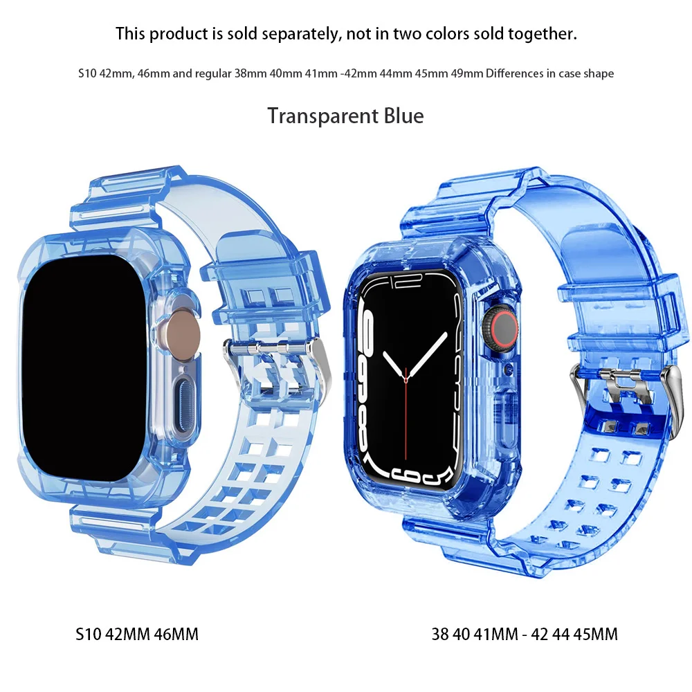 Transparent Apple Watch Band with Protective Case – Soft Clear Strap Accessory