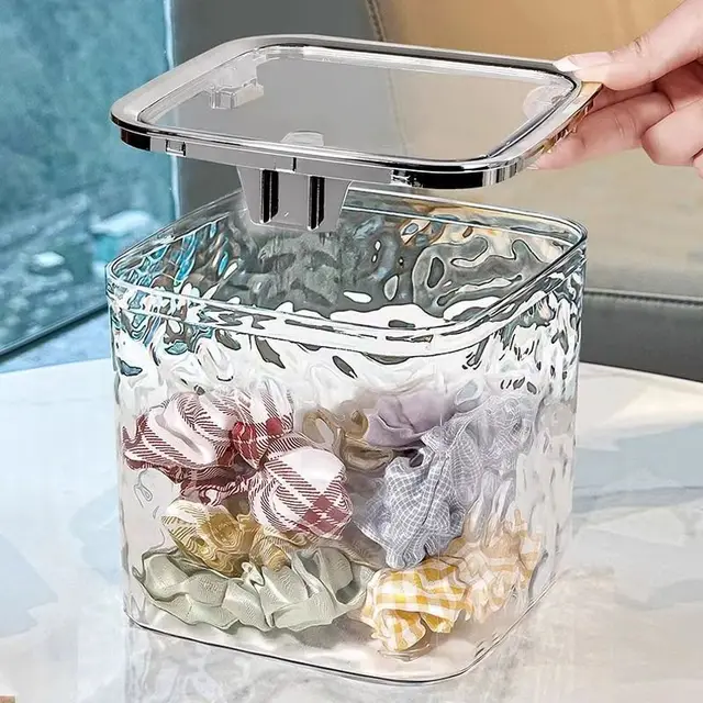 Organisateur d'accessoires pour cheveux, boîte de rangement en acrylique, organisateur de cravates de cheveux transparent pour bandeau, dosettes de linge, conteneur, boîte de rangement de bureau 6