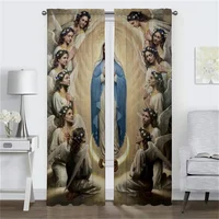 Virgin Mary Blackout Curtains for Camera Halloween Decoration Modern Living Room Curtains 2 Pieces Partition Shades Curtain Home 2