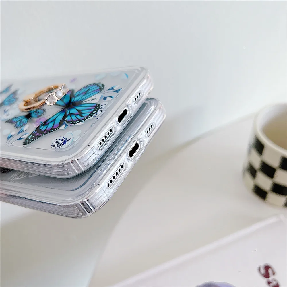Gradient Butterfly Stand Case für iPhone 15 15Pro 14 12 11 13 Pro Max 14Pro 15Plus Halterung klar stoßfest weich_voghion.com