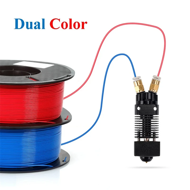 3D Printer Parts 2 in 1 Out Dual Color J-Head Metal Hotend With PTFE Tube Print Head Kit for CR10 CR10S Ender 3 Series Extruder - 3