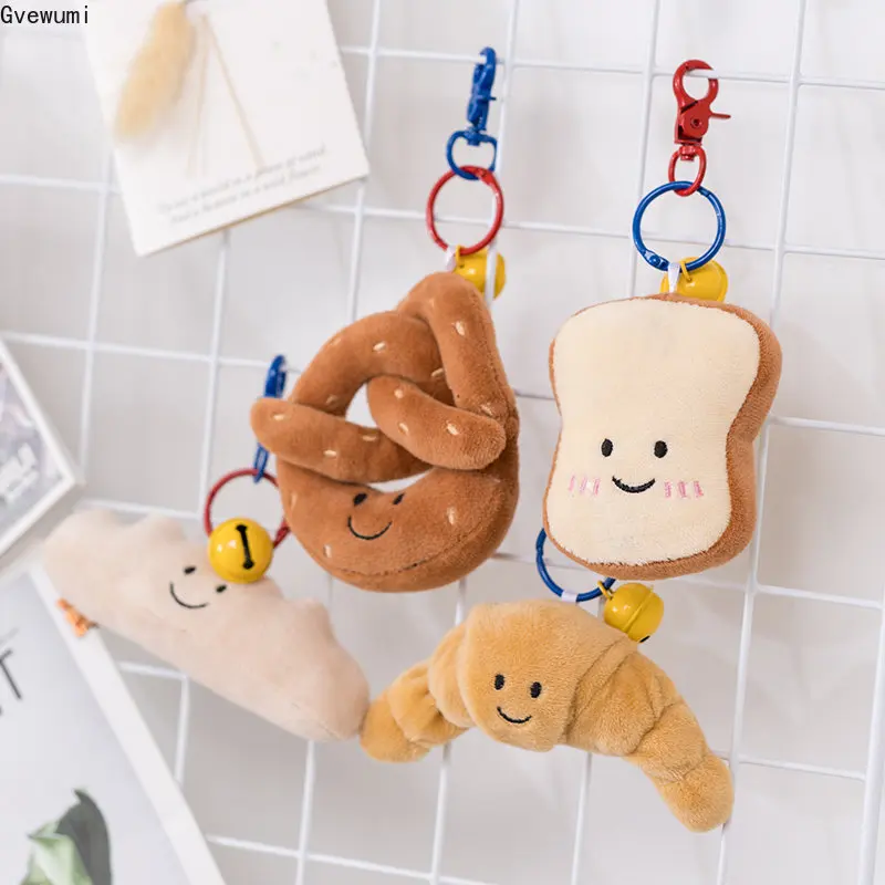 

Bread Doll Pendent Food Toy Stuffed Plush Backpack Decor Birthday Gifts Small Size Cartoon Figure Pretzel Crossant Toast