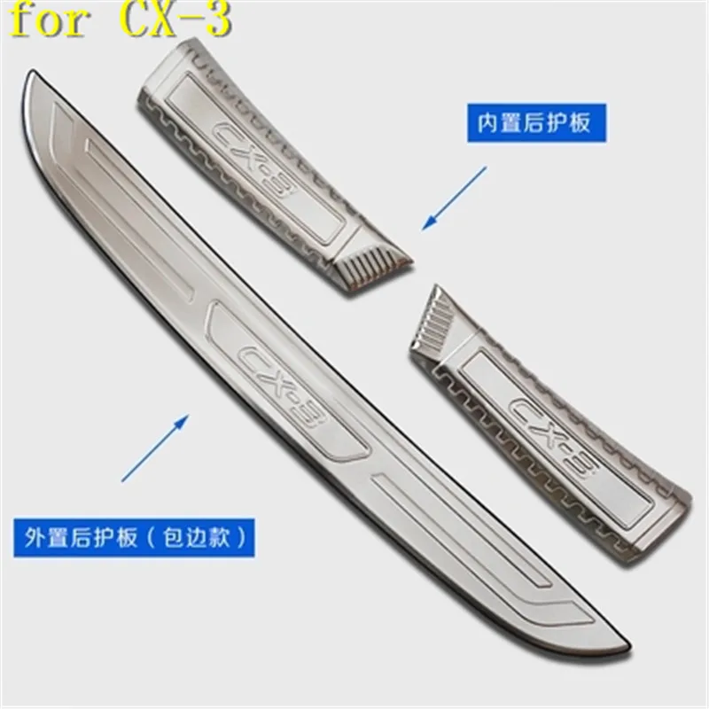 

high quality stainless steel car Rear Bumper Protector Sill Trunk Tread Plate Trim for Mazda CX-3 CX3 2014-2019 Car styling