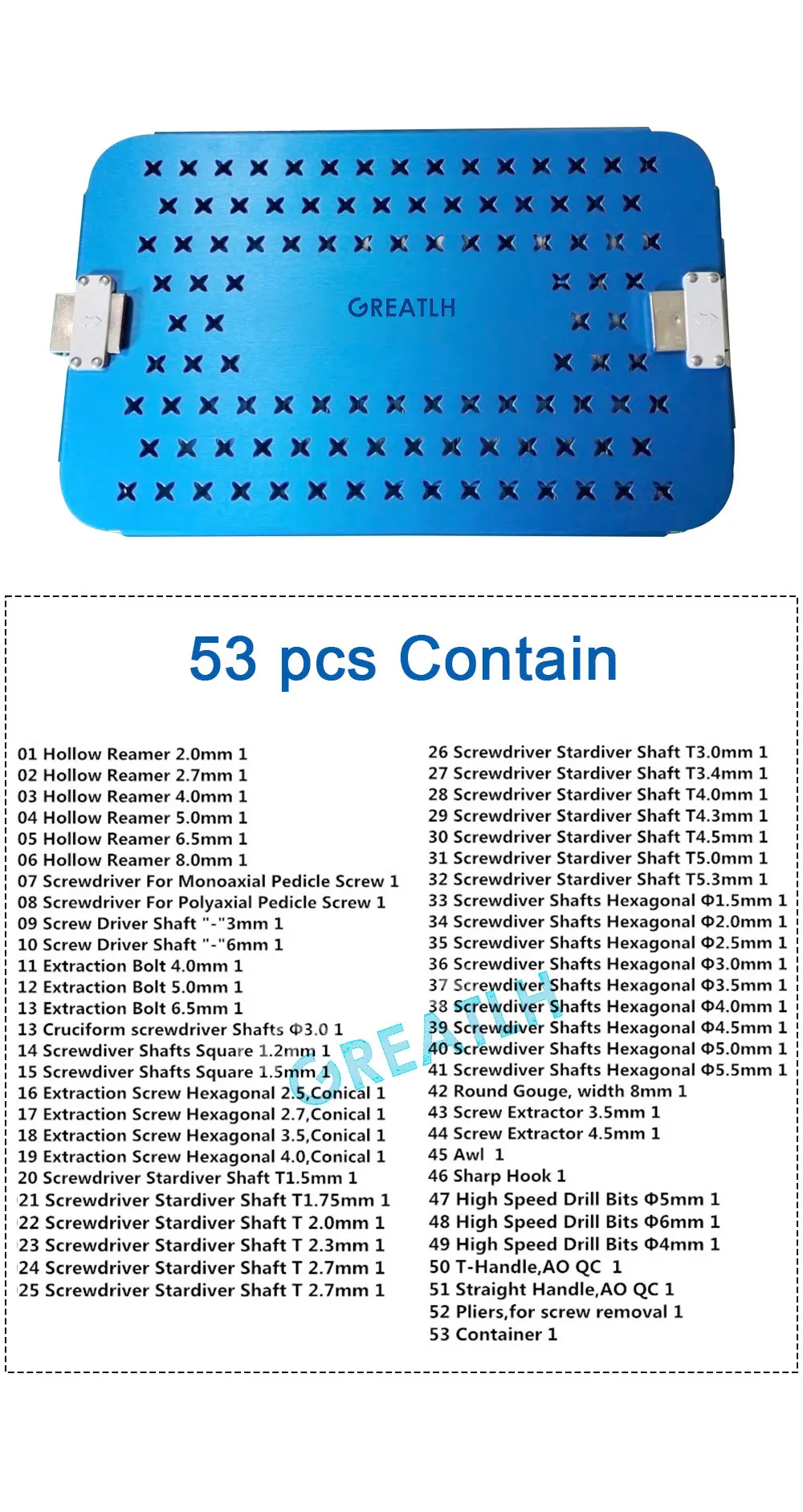 ステンレス製外科用器具セット ステンレス鋼整形外科用器具セット、ドライバー、六角ネジ抽出器