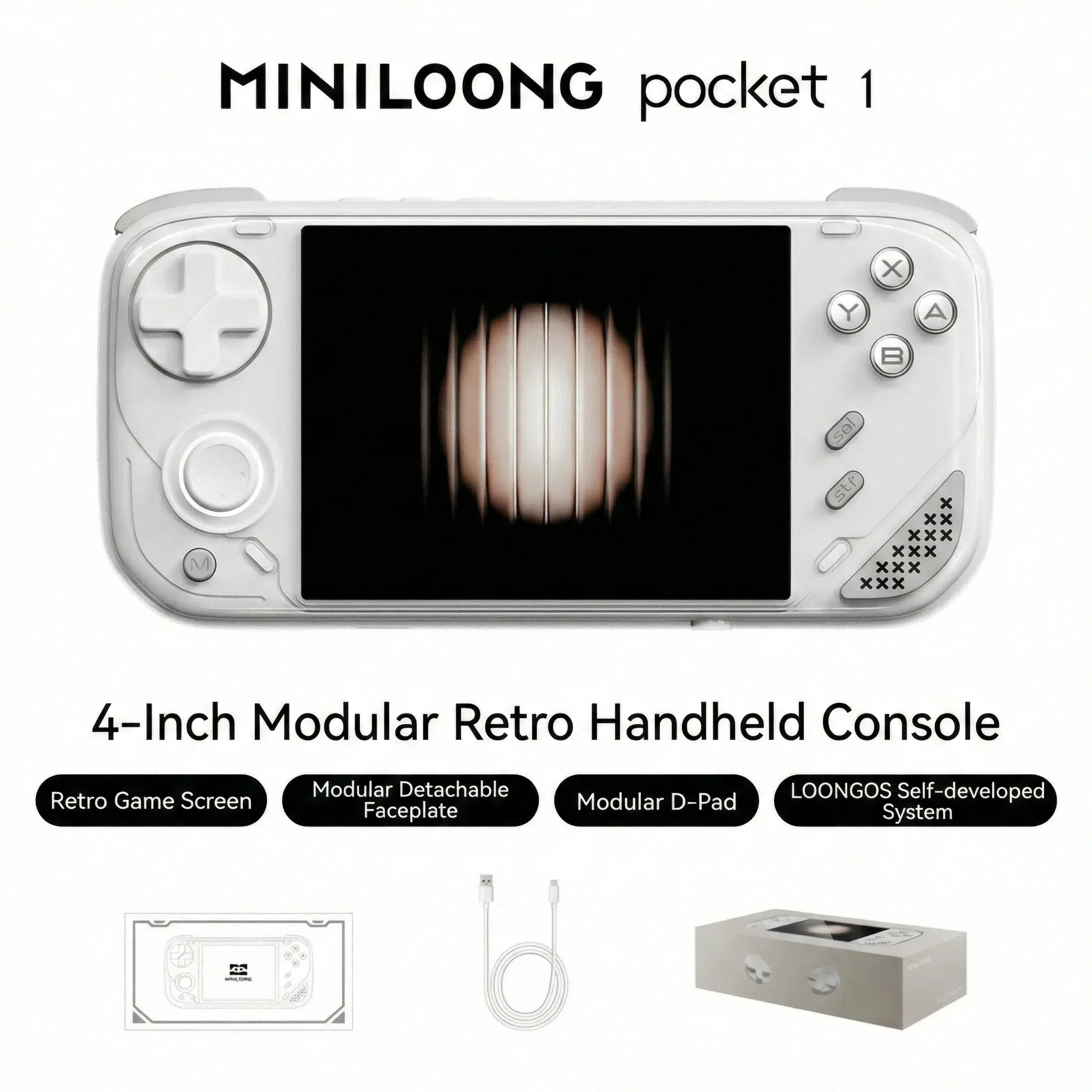 미니롱 휴대용 비디오 게임 콘솔 4000mAh 배터리, 듀얼 조이스틱 탑재, 4인치 IPS 대형 화면, 64GB TF 카드 (옵션)