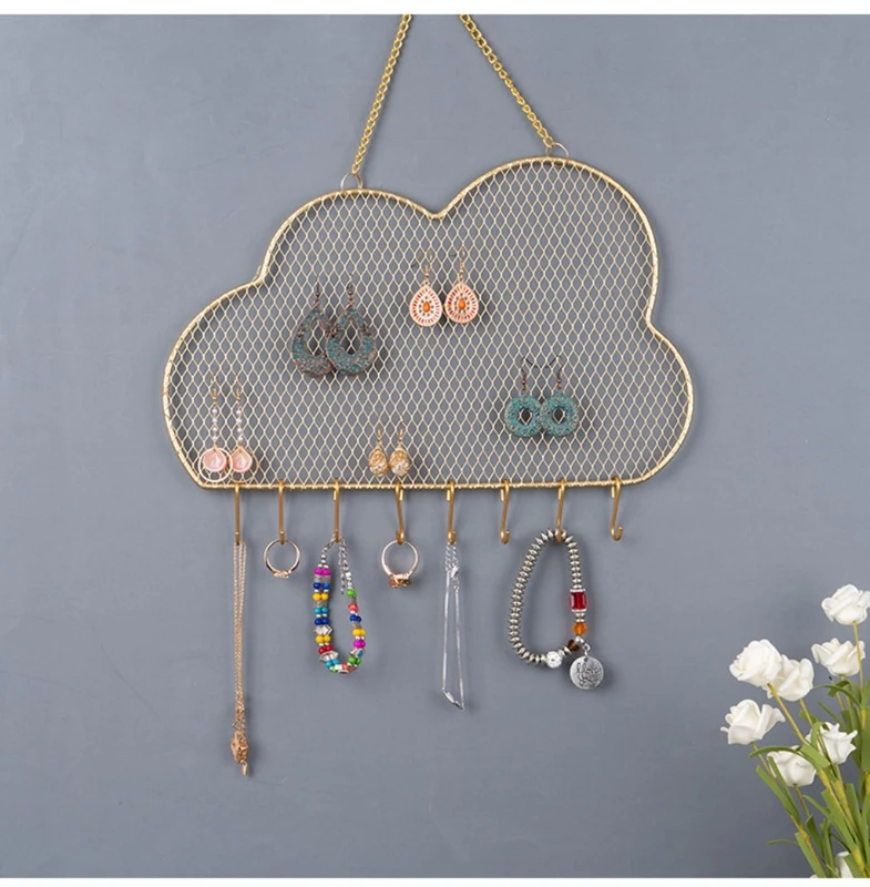 

Wall Hanging Key Hanger Holder Jewelry Earring Hook Rack Display Home Space Saving Door Back Decorative Room Rack Decoration