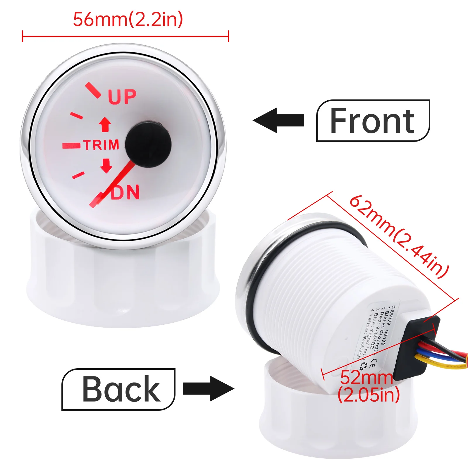 防水船トリム,左/右52mm,取り付け材料,船外機エンジン用,ボート,0〜190オーム,9-32v AliExpress