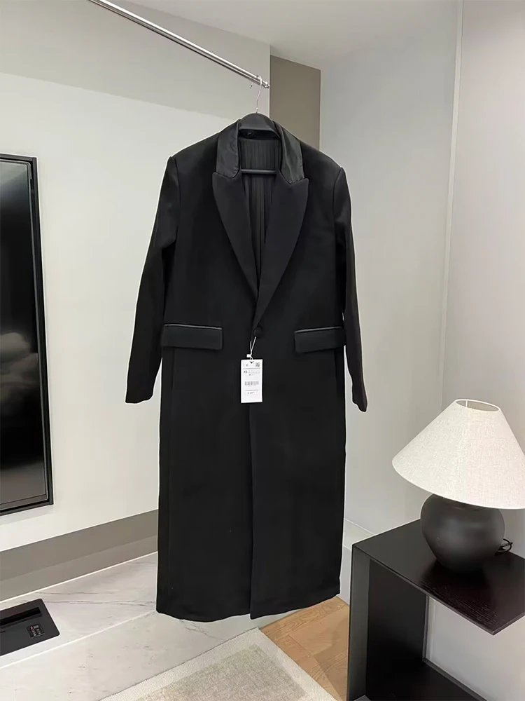 

Black Coat Jacket 2023 Autumn and Winter New Commuting Small Pleated Lined Blended Coat Jacket Women's Evening Dress