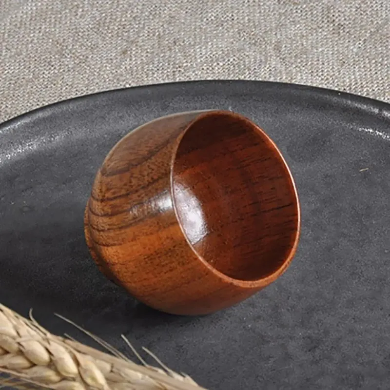1pc Classic Mini Tea Cup Environmental Protection Solid Wood Cup Small Wood Texture Retro Tea