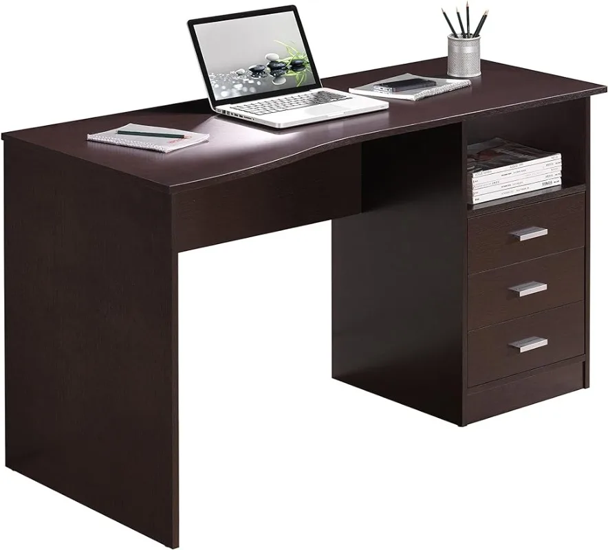 

Techni Mobili Classic Computer Desk with Multiple Drawers, 29.5" x 23.6" x 51.2", Wenge