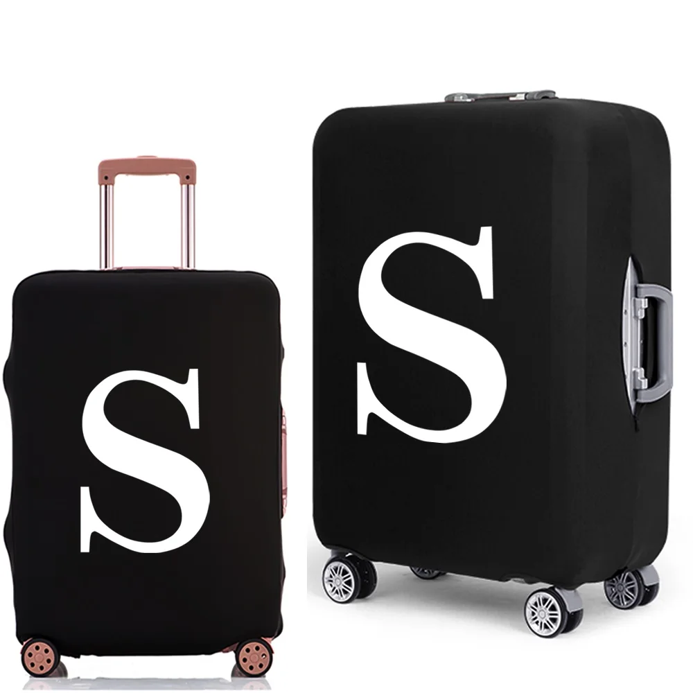 Luggage Protective Cover White Letters Print Travel Accessories Elastic Luggage Dust Trolley Case Apply To 18''-28'' Suitcase