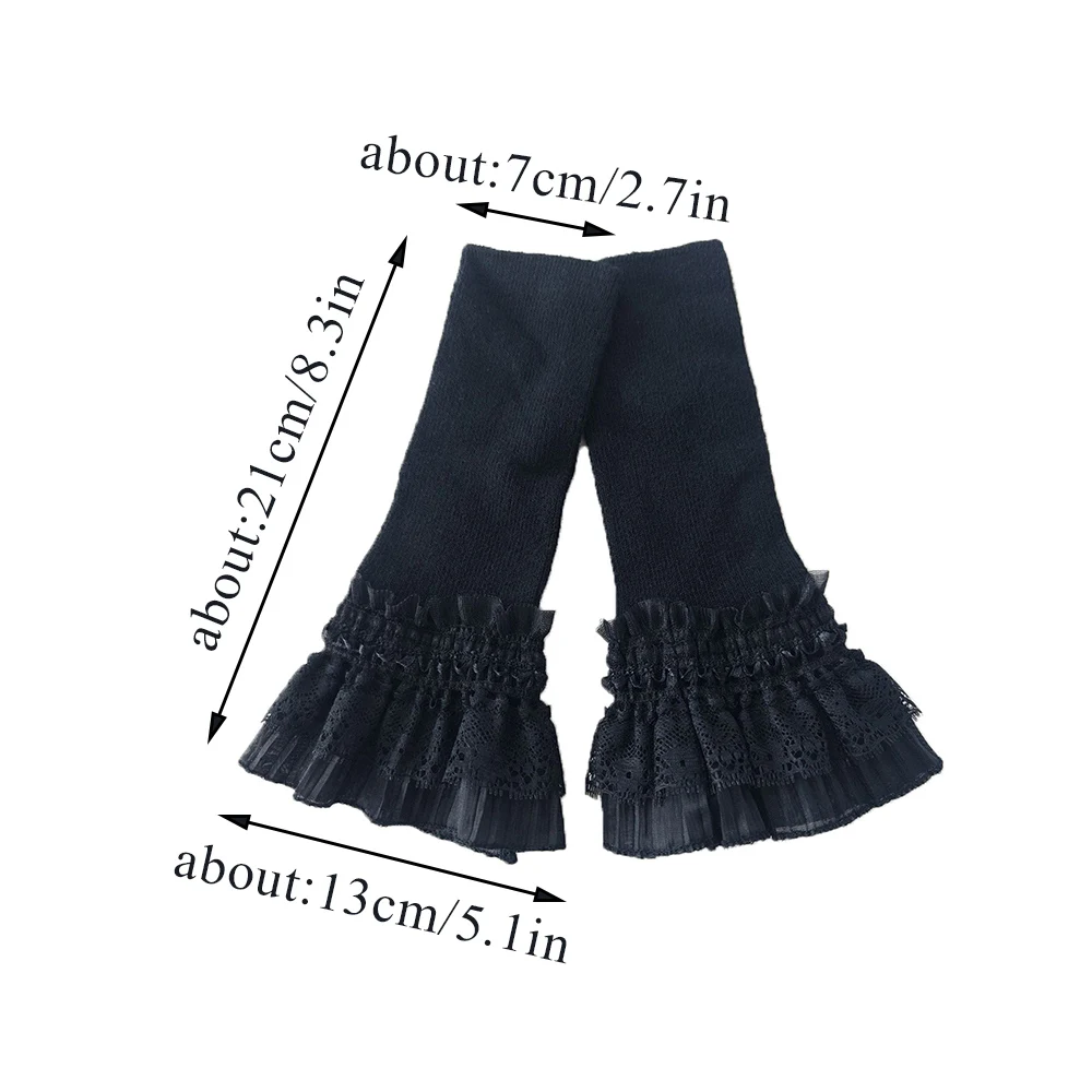 Women Lace Ruffles Cuff Elbow Sleeve Spring Autumn Detachable Fake Sleeve Arm Covers Solid Color Arm Cover Sweater Decorative arm sleeves