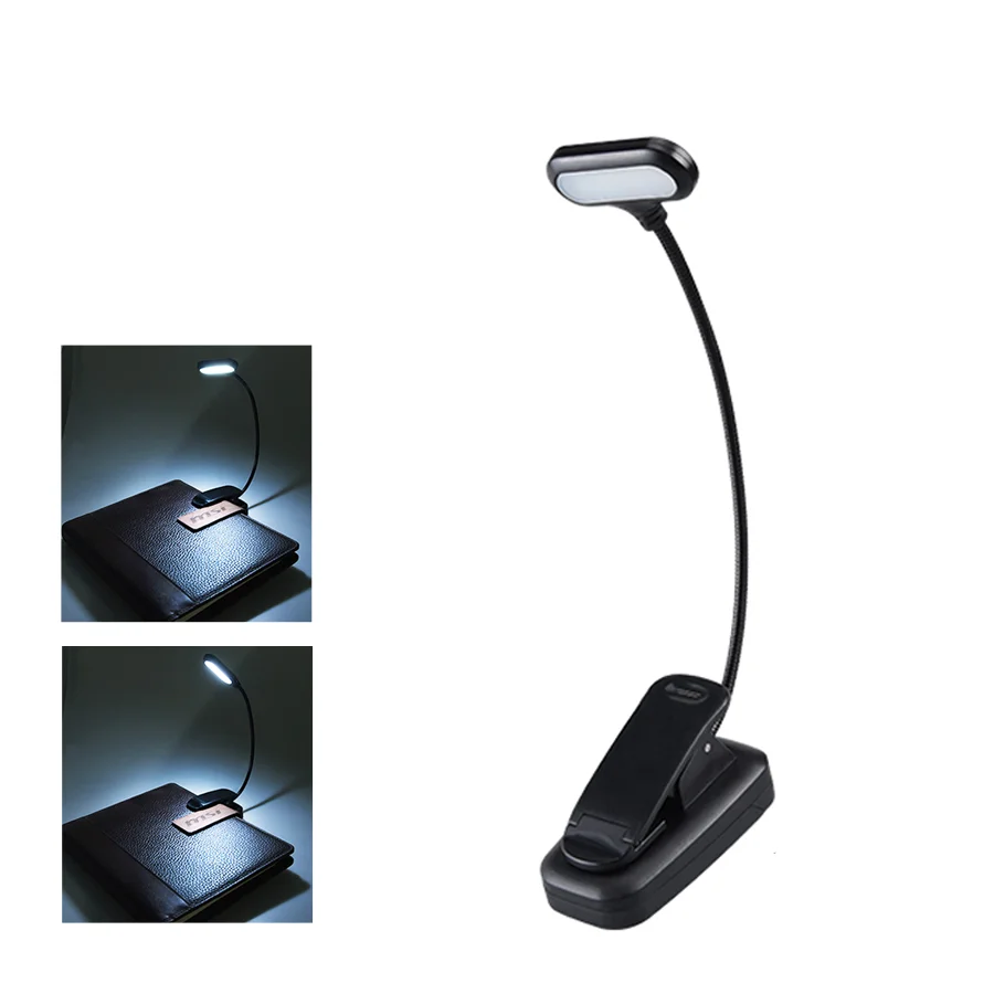 Rechargeable Book Light With Goosenecks Clip 5 LEDs AAA Battery Powered