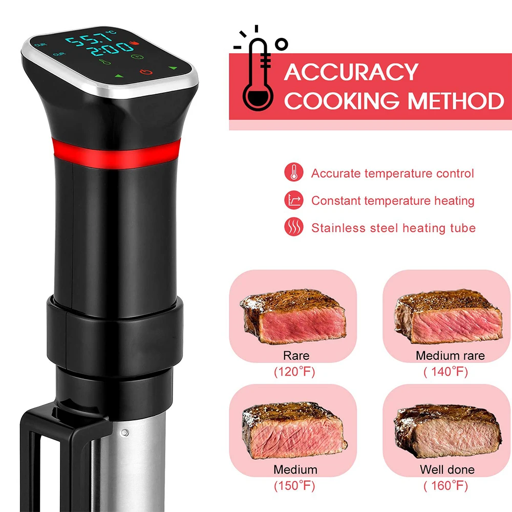 Sous Cooker Machine Immersion Circulators 1100W Ultra Quiet Stainless Steel Precision Sous Cooker Kitchen Gadgets with Touch