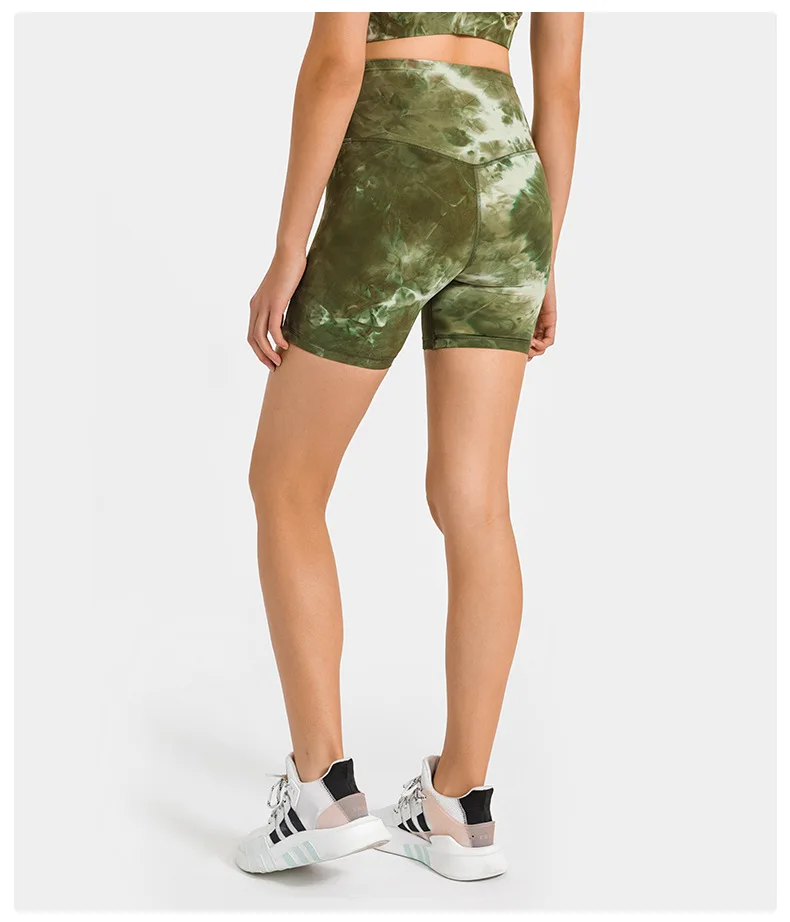 Solid Color Women Sports Shorts Sexy Printing Soft High Waist Fitness Yoga Short Cycling Train Gym Workout Tight Athletic Clothe