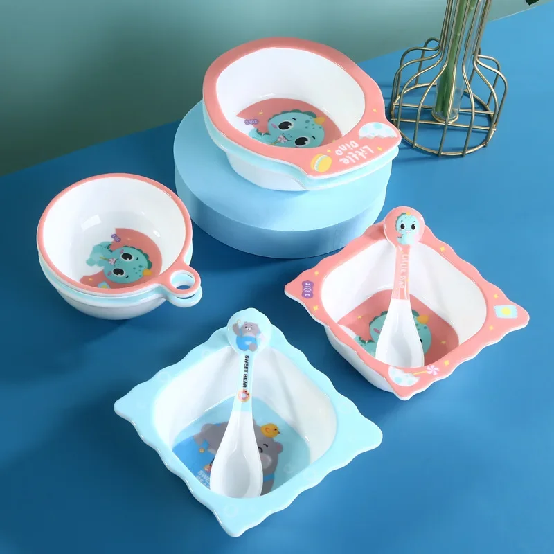 

Мультяшная детская посуда, домашняя миска для детского питания, милая миска для еды и риса, ложка, для мамы и ребенка, мероприятия в магазине с ручными подарками