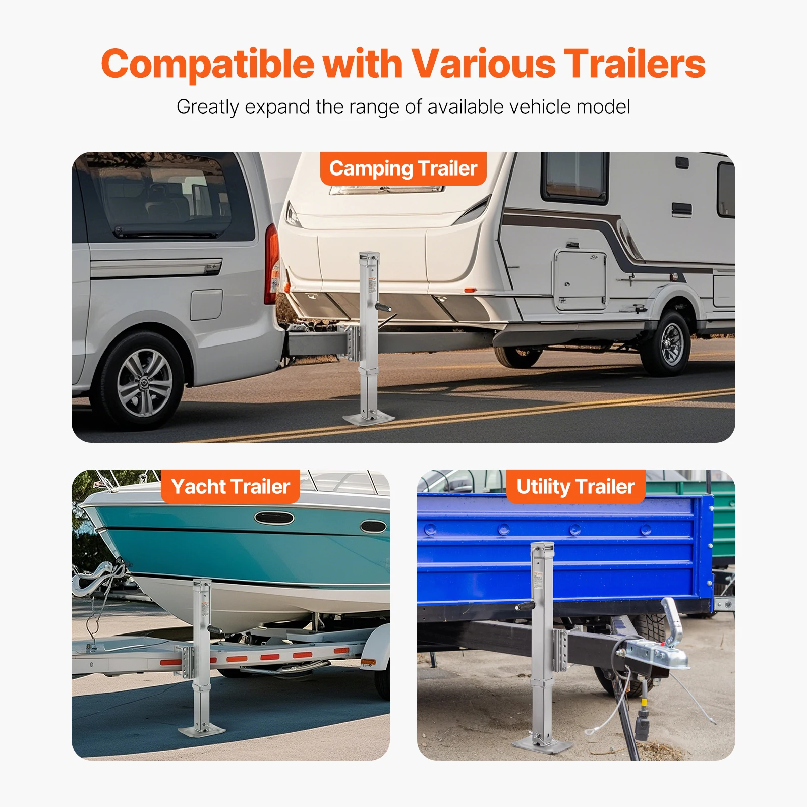 SucceBuy 8000lbs Sidewind Trailer Jack Swivel Bolt-on Support Legs 28.5"Lift with Handle Stand Steady Boat RV Parts Accessories