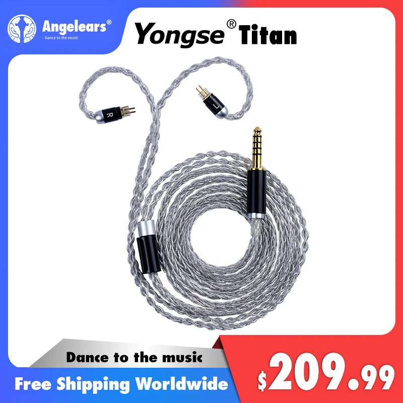 

8-жильный Hi-Fi кабель Yongse Titan для наушников, серебристый, с палладиевым покрытием, 3,5/2,5/4,4 мм, MMCX/0,78, 2 контакта, для 7 Гц, Zero KATO Aria S12 Audio