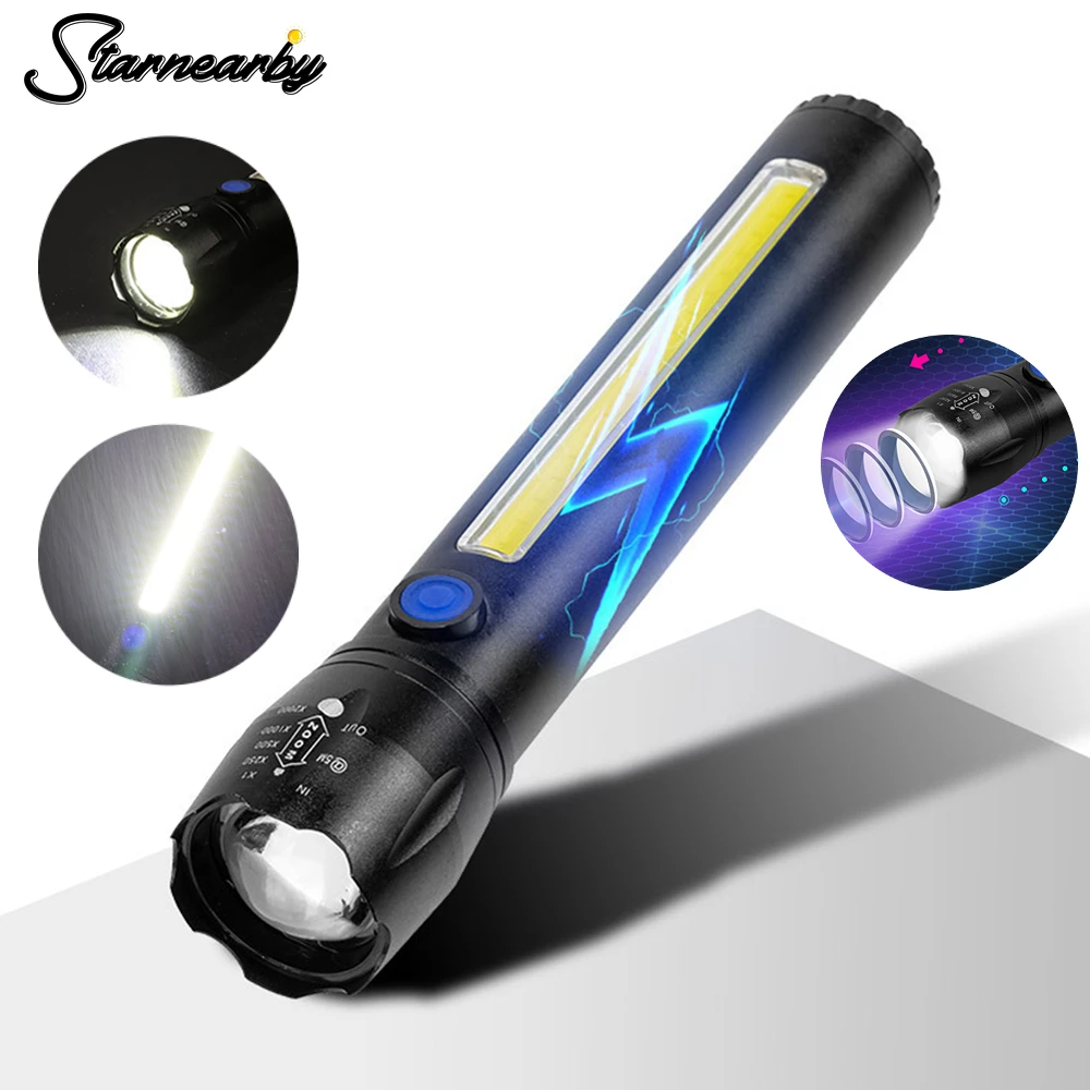 PortableLongRangeFlashlightTelescopicZoomCOBLEDFlashlight